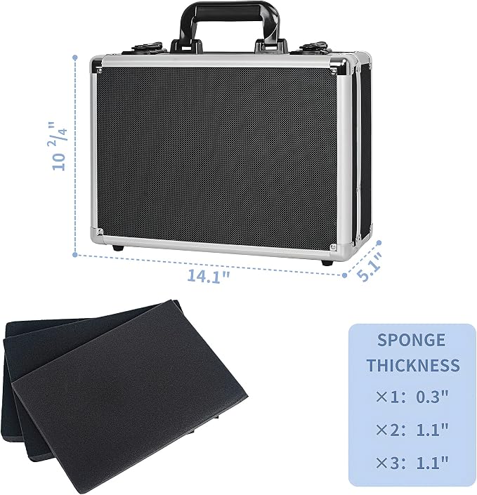 14 Inch Hard Shell Carrying Case | Ideal for Wireless Mic System Storage & Camera Gear Transportation with Customizable Pre-Diced DIY Foam - Image 5