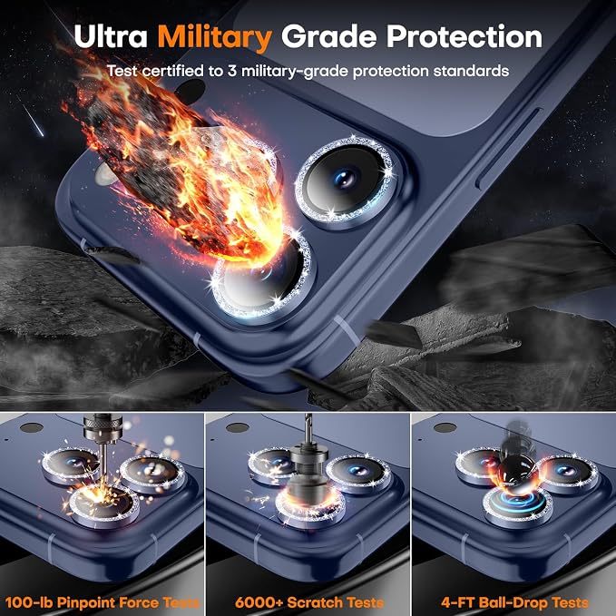 Camera Lens Protector for iPhone 17 Pro Max/17 Pro-Gliter Deep Blue | 9H Tempered Glass, Metal Individual Camera Cover, Accessories, Anti-drop, Case Friendly, HD Clear, Anti-Scratch - Image 5