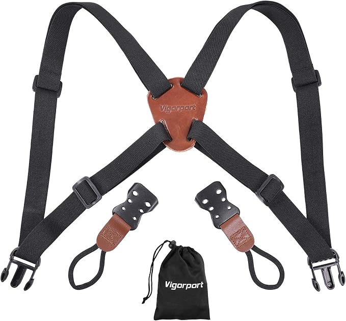 Vigorport Camera Strap, Cross Shoulder Straps, Quick Release Chest Harness | for Binoculars, Rangefinders, Harness Strap Compatible with Canon, Nikon, Sony and DSLR SLR Cameras by Vigorport