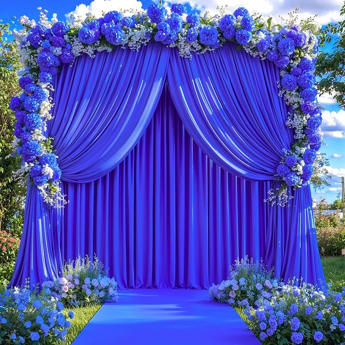 Royal Blue Backdrop Curtain 6 Panels-Wrinkle-Free Royal Blue Curtains Polyester Photography Drapes for Baby Shower Birthday Party Photo Background Backdrop Stand- 24 X10FT - Image 9