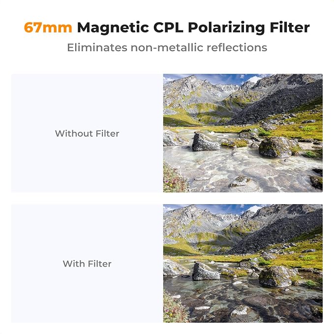 K&F CONCEPT Clip On 67mm CPL Magnetic Phone Lens Filter Kit | Magnetic Adapter Ring/Cold Shoe/Locking Knob, Polarizer Filter Compatible with iPhone 16 15 Pro Max 14 13, FA303 - Image 3