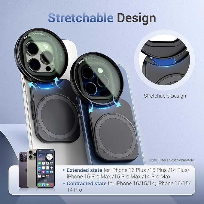 67mm CPL Filter, Lens Filter Adapter Pouch Set for iPhone 16 15 14 Pro Max | iPhone 16 15 14 Pro Pro Max Plus Magnetic Phone Lens Filter Ring with 1/4-2" & Cold Shoe Mount Pull-Out to Fit 17 Pro Max - Image 3