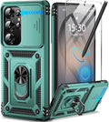 Taisairu for Samsung Galaxy S26 Ultra Case with Screen Protector & Slide Camera Lens Cover, Built-in Magnetic Ring Stand Shockproof Protective Phone Case for Samsung S26 Ultra Case (Green) by Taisairu