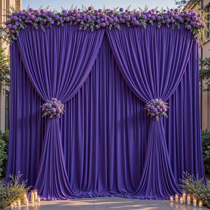 16ftx10ft Wrinkle Free Purple Backdrop Curtain - 10 Feet Photography Backdrop Drapes, Silky Polyester Back Drop Cloth for Wedding Baby Shower Balloon Arch Background - Image 8