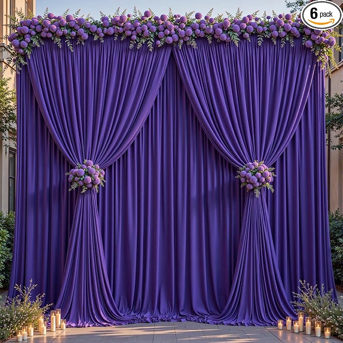 24ftx10ft Wrinkle Free Purple Backdrop Curtain - 10 Feet Photography Backdrop Drapes, Silky Polyester Back Drop Cloth for Wedding Baby Shower Balloon Arch Background by Unknown
