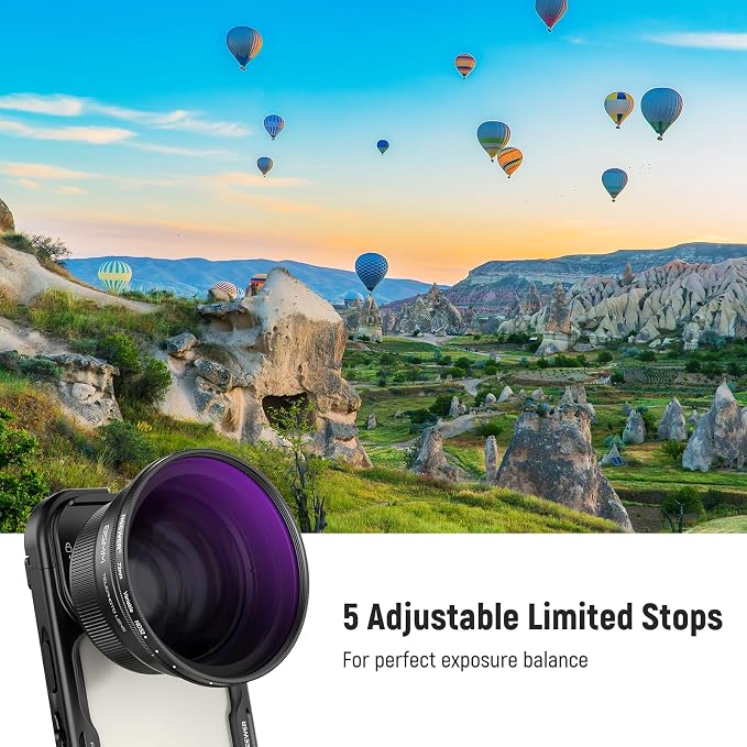 NEEWER 72mm Variable ND Filter with 77mm Lens Hood, ND2-32 Adjustable Neutral Density Filter Compatible with iPhone Android Samsung NEEWER 65mm Telephoto Phone Lens - Image 3