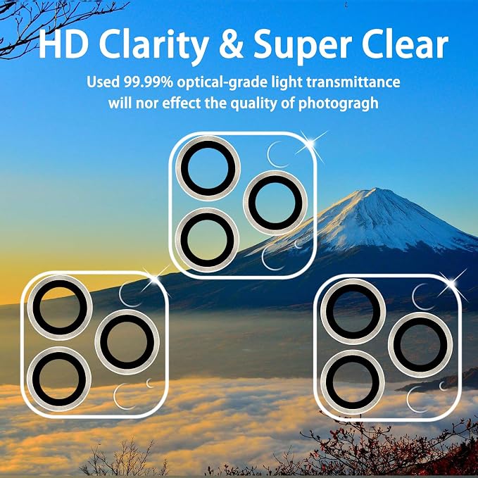 3 Pack Dengduoduo Tempered Glass Camera Lens Protector for iPhone 15 Pro 6.1" & for iPhone 15 Pro Max 6.7", Ultra HD, 9H Hardness, Anti-Scratch, Case Friendly, Easy to Install [No Affect on Night Shots] - Image 3