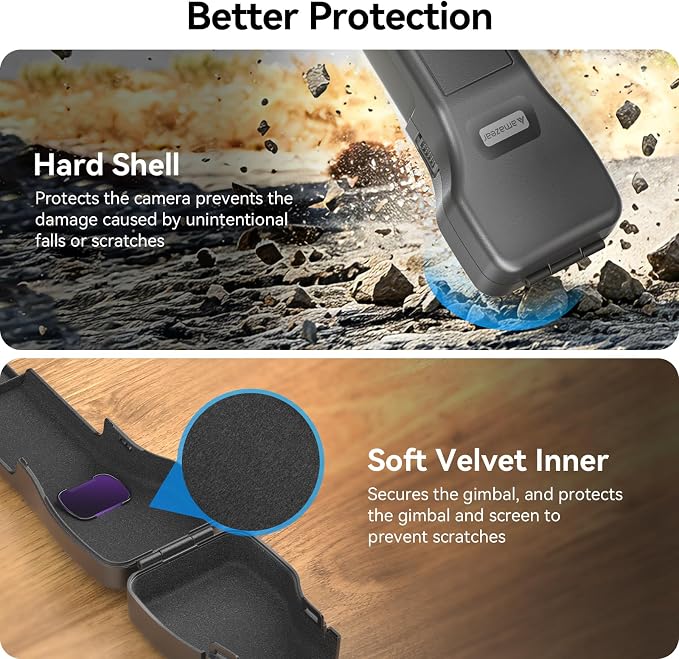 AMAZEAR Gimbal Screen Protective Cover for DJI OSMO Pocket 4/3/Xtra Muse, Pocket4 Accessories Portable Lens Cap Hard Case with Soft Lining for Carry/Protection/Storage, Quick Open/Close, Black - Image 4