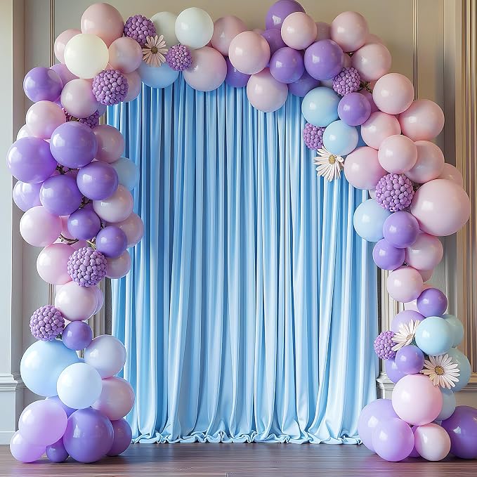 Blue Backdrop Curtain for Wedding Parties Backdrop Drapes 10x8FT | Wrinkle Free Polyester Curtain Backdrop Draping Fabric for Backdrop Photoshoot Birthday Party Background,2 Panel 5x8FT - Image 6