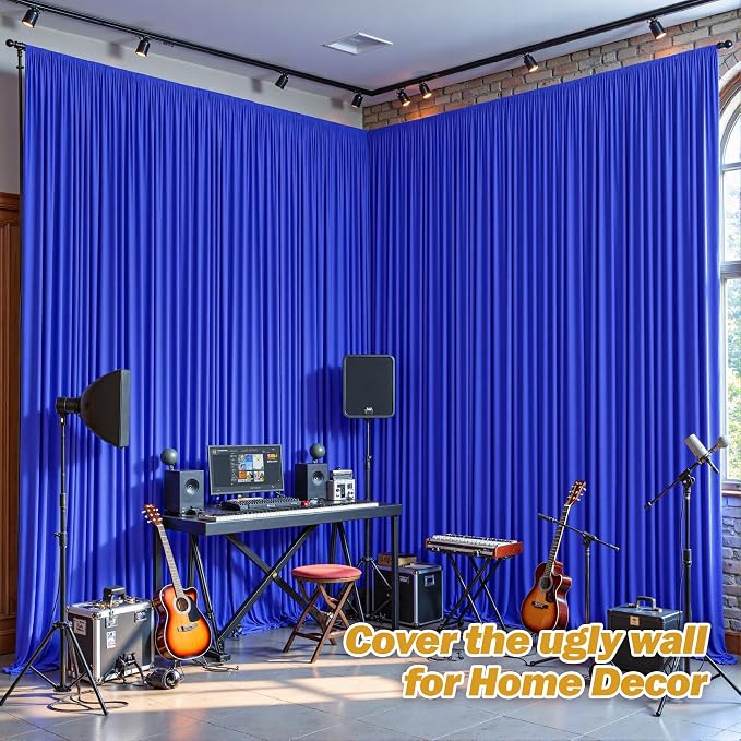 16ftx10ft Wrinkle Free Royal Blue Backdrop Curtain - 10 Feet Photography Backdrop Drapes, Silky Polyester Back Drop Cloth for Wedding Baby Shower Balloon Arch Background - Image 4