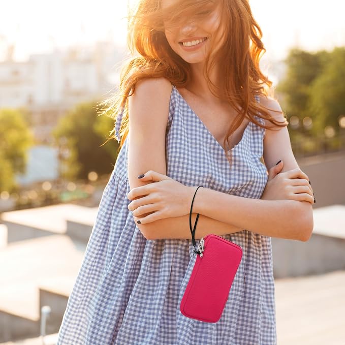 kwmobile Universal Phone Pouch Size XL - 6.7/6.8" - Neoprene Smartphone Pouch with Zip - Water-Repellent Mobile Phone Case - Sleeve in Dark Pink - Image 5