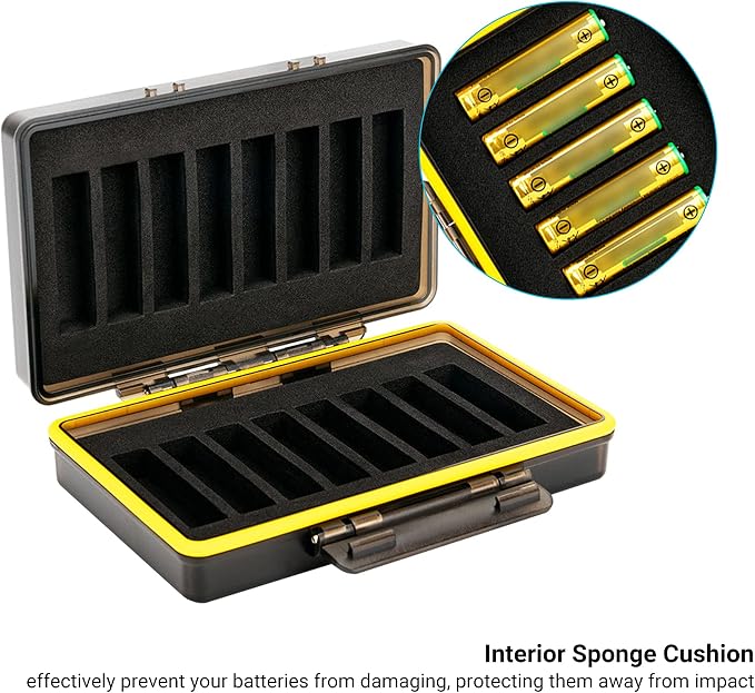 JJC 16 Slot AAA Battery Case, Shockproof & Water-Resistant Storage Box Holder Organizer Container with Molded EVA Interior and Ergonomic Locking System, Sturdy & Durable - Image 3