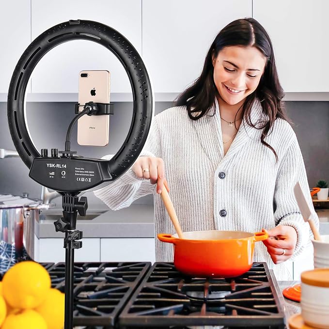 Ring Light with Tripod Stand, Yesker 14 Inch LED Ringlight Kit with Phone Holder Adjustable Color Temperature Circle Lighting, Led Photo Beauty Ring Lights for Camera for Vlog, Makeup, Video Shooting - Image 6