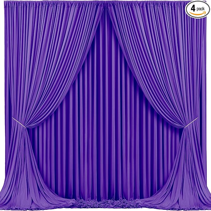 Purple Backdrop Curtains 4 Panels - Wrinkle-Free Polyester Photography Drapes for Baby Shower & Birthday Party - 16 X 10FT by WishCare