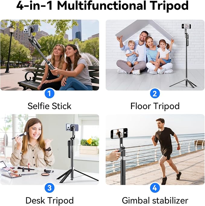 Magnetic Auto Face Tracking Tripod, 70.9” Magsafe Phone Tripod with 360°Rotation 5-Gesture Control, Wireless Remote, Magnetic Mount, Ideal for Vlogging, Live Streaming, Travel and Content Creation - Image 6