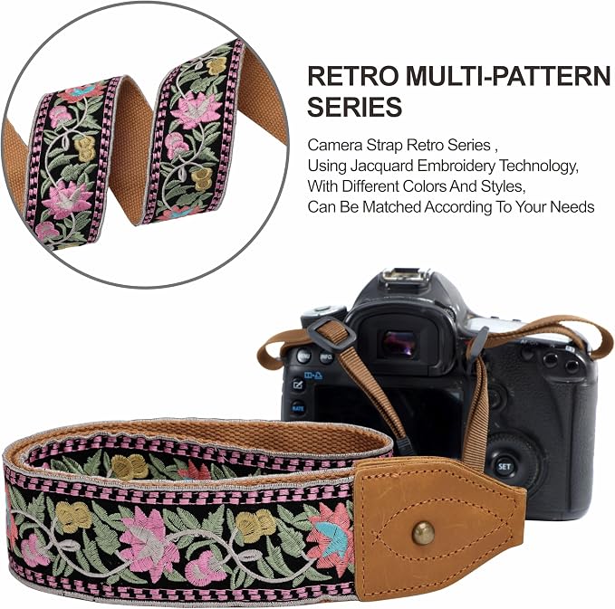Padwa Lifestyle 2" Wide Classic Crazy Horse Art Cowhide Head Cotton Camera Straps for Photographers - Image 3