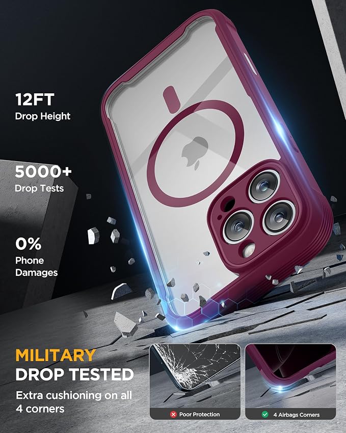 miracase Privacy for iPhone 16 Pro Max Case, 25° Anti-Spy, Plum | Built-in Privacy Screen Protector, Compatible with MagSafe, Full Camera Protection, 360° Full Body Shockproof Phone Case 6.9" - Image 4