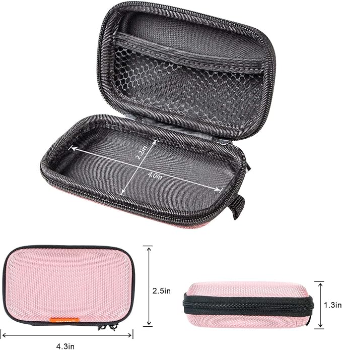 Pink Earbud Carrying Case, Lightweight Mini Universal Storage Pouch | Universal Bag for Wired Earbuds, Airpods, Bluetooth Headset, Wall Charger Adapter, USB Cable - Image 4