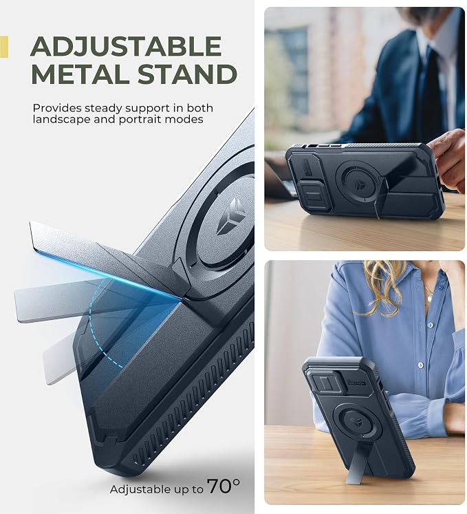 Dexnor for iPhone 13 Pro Max/12 Pro Max Case with Slide Camera Cover & Adjustable Kickstand, Compatible with MagSafe, Rugged Shockproof Bumper Cases Magnetic Protective Cover,6.7 inch,Navy Blue - Image 5