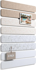 Fluxynara 13" x 2" Felt Wall Panels, Stone Beige | 8-Pack Includes 50 Push Pins and Adhesive Tabs for Photos, Notes and Decor in Bedroom Doors, Home Office or Studios by FLUXYNARA