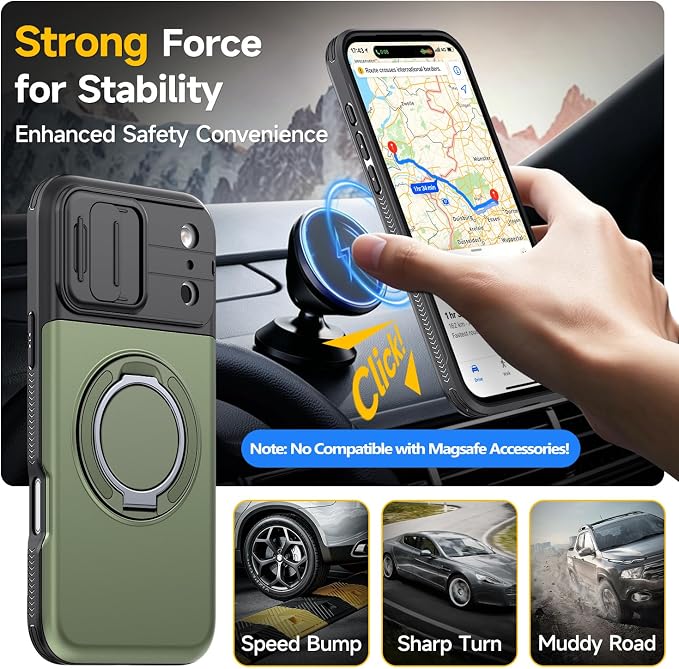 for iPhone 17 Pro Wallet Case with Card Holder Slide Camera Cover Ring Stand Kickstand Heavy Duty Protective Case with Screen Protector for iPhone 17 Pro (Deep Green) - Image 6