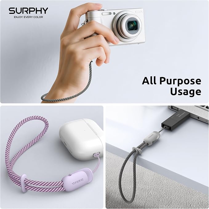 SURPHY 3 Pack Phone Wrist Strap, Phone Lanyard with Cellphone Tether Tab | Phone Strap Charm, Camera Wrist Strap with 2-Color Braided, Phone Wristlet, Wrist Lanyard for Case - Image 5