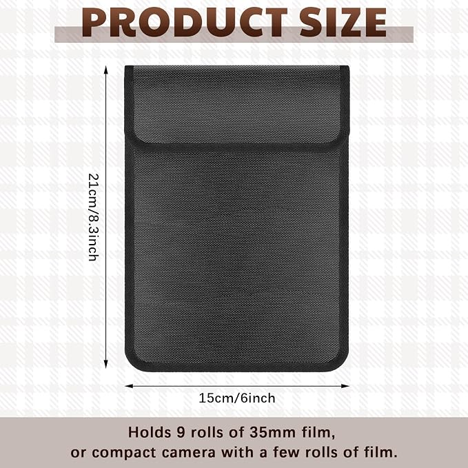 2 Pieces 711-11b Filmguard Bag Waterproof Storage Carrying Case Xray Proof Bags Film X-Ray Protector Radiation-resistant Bag for Photographers Tourists Travelers, Black, Small - Image 2