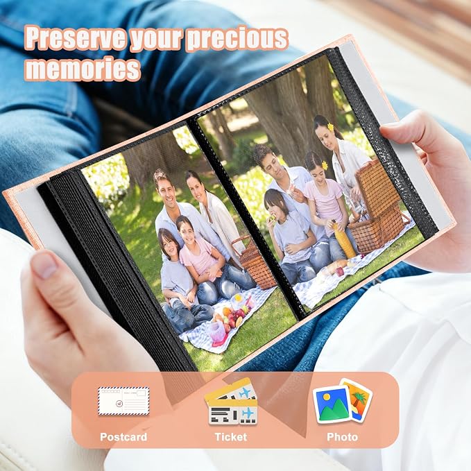 Photo Album 4x6 100 Pockets for Wedding Gifts,Linen Hardcover Picture Albums for Family Anniversary Baby Vacation Pictures - Image 5