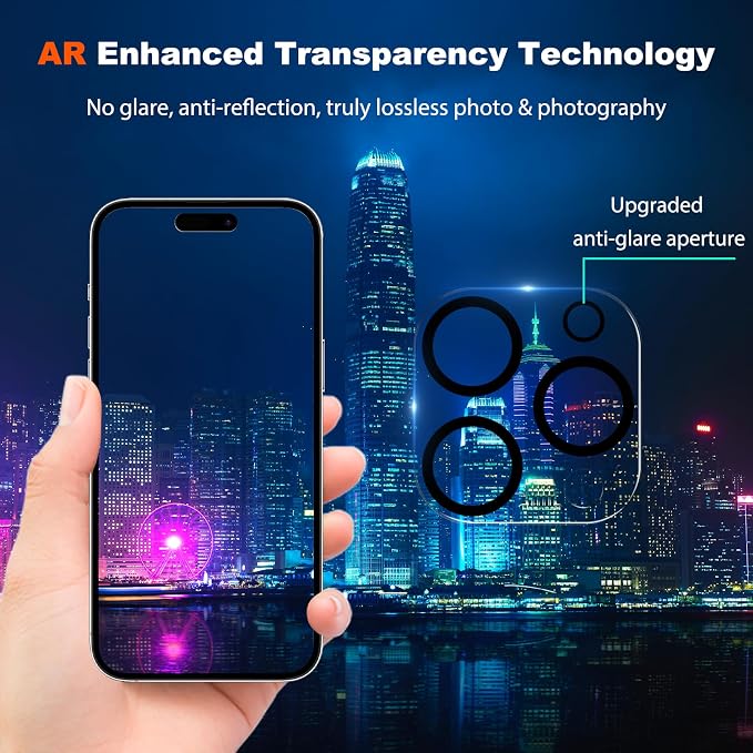 WHPXJY for [3 Pack] Camera Lens Protector for iPhone 15 Pro /15 Pro Max Ultra HD Tempered Glass Lens Protector, Anti Scratch, Strong Adhesion, Easy to Install, Case Friendly Camera Screen Cover - Image 4