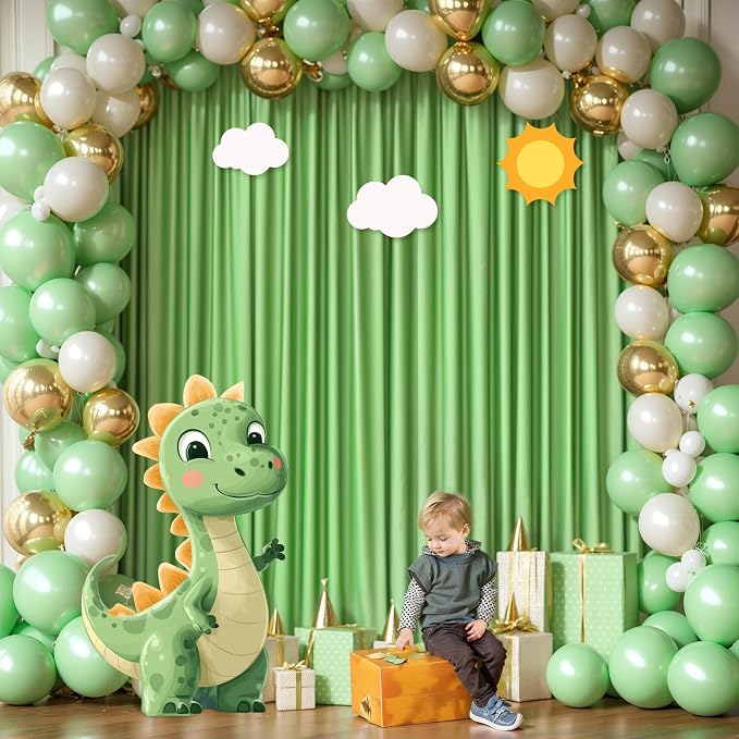 Sage Green Backdrop Curtain 4 Panels-Wrinkle-Free Green Curtains Polyester Photography Drapes for Baby Shower Birthday Party Photo Background Backdrop Stand- 16 X10FT (Sage Green) - Image 3