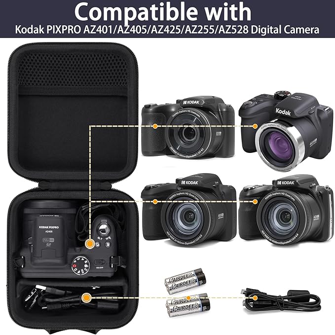 Case for KODAK PIXPRO AZ653/AZ401/AZ405/AZ425/AZ528 Digital Camera | Protective Storage Box, Portable Carrying Box, Smooth Zipper, Travel-ready, Shoulder Strap Covenient to Carry, Black Case - Image 3