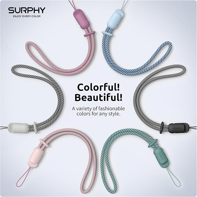 SURPHY 3 Pack Phone Wrist Strap, Phone Lanyard with Cellphone Tether Tab | Phone Strap Charm, Camera Wrist Strap with 2-Color Braided, Phone Wristlet, Wrist Lanyard for Case - Image 6