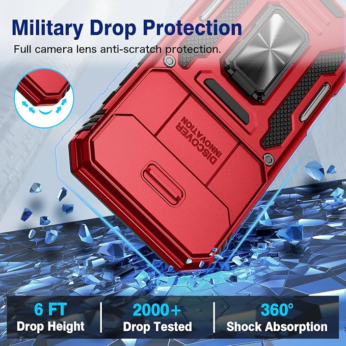 VEGO for iPhone Air Case with Privacy Screen Protector and Kickstand Red | Privacy Tempered Glass Screen Protector & Ring Kickstand Military Grade Heavy Duty Protection Cover for iPhone 17Air - Red - Image 6