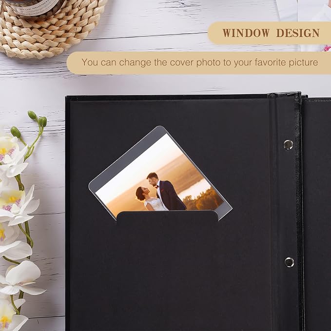 potricher Small Photo Album 4x6 300 Photos, Leather Cover, Black | Leather 4x6 Picture Album with 300 Horizontal Pockets, Photo Book for Family, Wedding, Anniversary, and Baby - Image 4