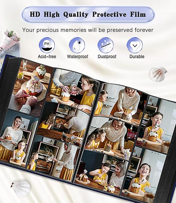 Ejblfe Photo Album 4x6,Linen Cover Slide-in Photo Album Book Can Holds 1000 4x6 Photos with 100 Black Sheets for Family,Wedding,Baby and Holiday Pictures (Dark blue) - Image 4