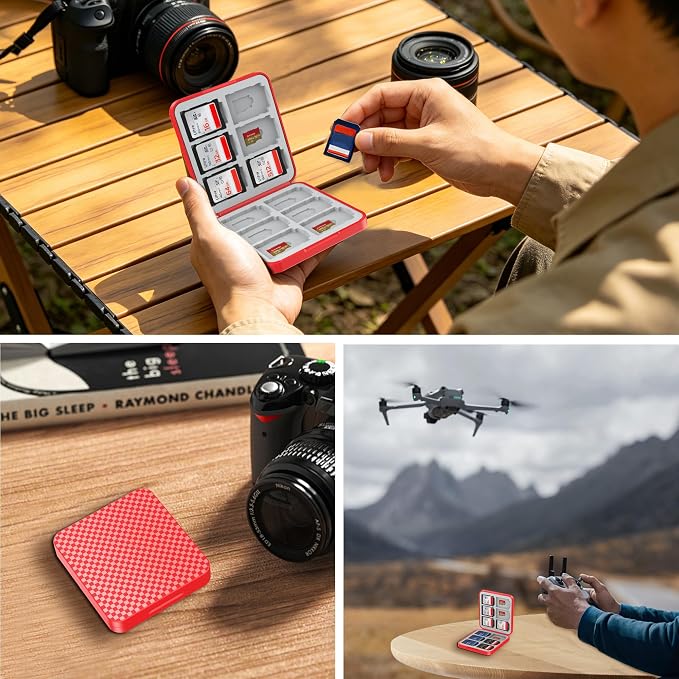 HEIYING Memory SD Card Holder with 24 Card Slots for Micro SD Cards | 12 SD + 12 Micro SD Slots, Magnetic Closure, Compact Portable Storage case with Soft Silicone Interior for Card Protection - Image 7