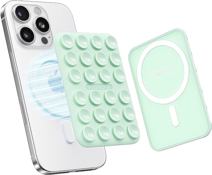 Klearlook Magnetic Suction Phone Mount for MagSafe Case, Light Green | Removable Sticky Phone Grip Holder for Hands-Free Makeup / Selfie / Vlog for TikTok & Instagram Influencer / Creator by KlearlookMaximizedClarity