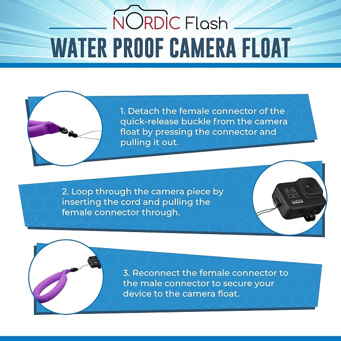 Nordic Flash Floating Wrist Strap (2-pack) for Phone & Action Camera - Compatible with GoPro Hero 13, Insta360 X4, DJI Action 5 Pro, OM System TG-7, Kodak PixPro WPZ2 & iPhone - Turquoise & Purple - Image 5