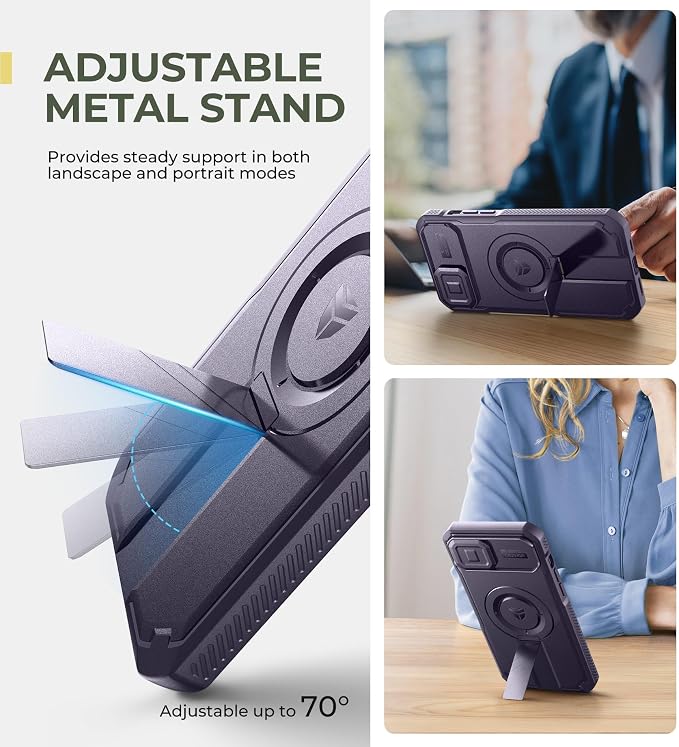 Dexnor for iPhone 14 Pus/15 Plus Case with Slide Camera Cover & Adjustable Kickstand, Compatible with MagSafe, Rugged Shockproof Bumper Cases Heavy-Duty Magnetic Protective Cover,6.7 inch,Purple - Image 5