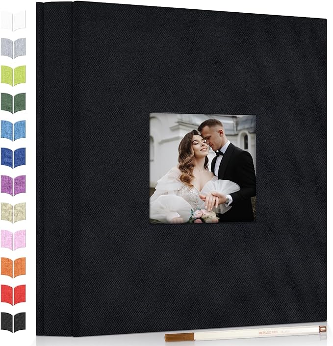 Artfeel Photo Album Self Adhesive Scrapbook Album for 3x5 4x6 5x7 8x10 Pictures,40 Pages Linen Cover with Display Window DIY Photo Book,Ideal Gifts for Family Travel Wedding Baby by Artfeel