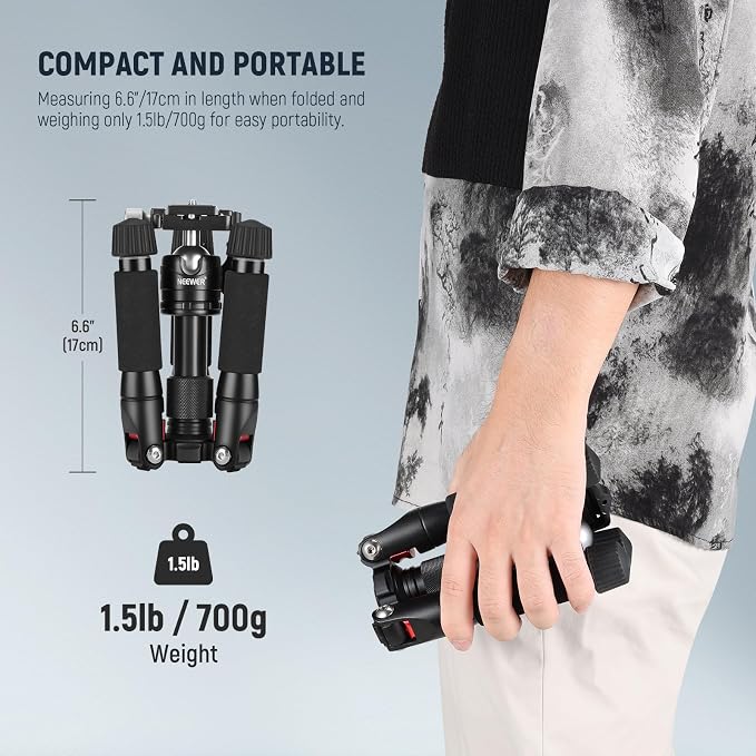 NEEWER Mini Desk Camera Tripod with Cell Phone Holder, 20"/50cm, TP-AAM521 | Compatible with iPhone Video Recording Filming, Small Portable DSLR Camcorder Webcam Stand, 360° Ball Head 1/4" QR Plate - Image 7