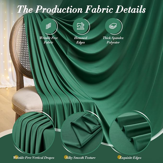 10 ft x 8 ft Wrinkle Free Hunter Green Backdrop Curtain for Parties, Fabric Dark Green Photo Backdrop Drapes 2 Panels 5x10ft for Baby Shower Wedding Birthday Party Photography Curtains - Image 4