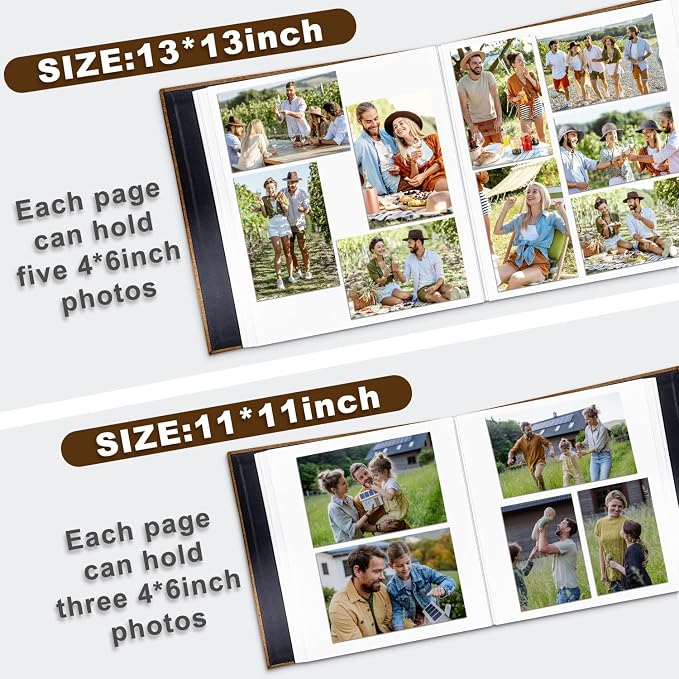 Large Photo Album Self Adhesive, DIY Scrapbook Album for 3x5 4x6 8x10 Pictures, 60 Pages brown Linen Cover Memory Book, Ideal Gift for Family Wedding Baby Christmas Anniversary - Image 5