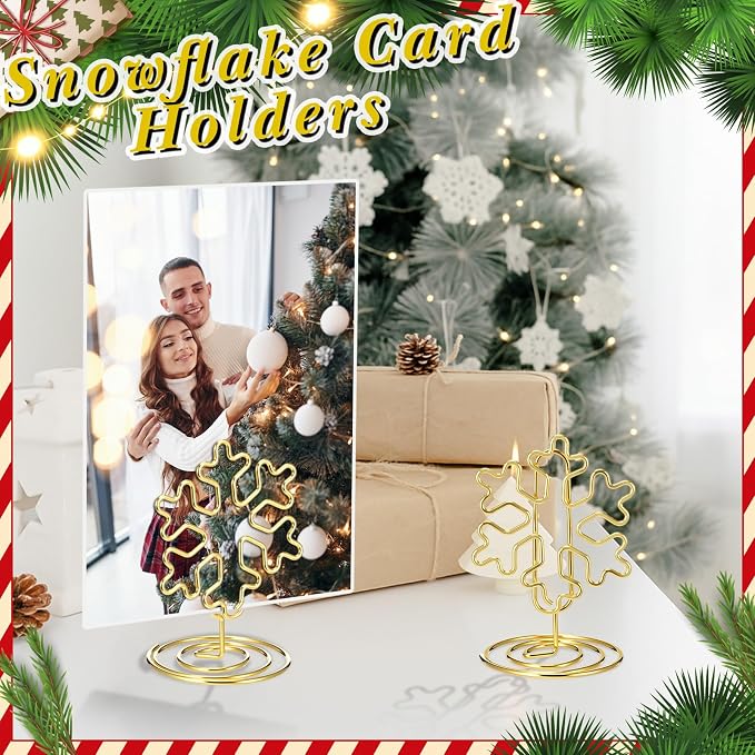 AmazingSpark 36 Pcs 2026 Graduation Gold Photo Holders for Table Centerpieces Metal Photo Holder Gold Picture Display Stands Menu Memo Clips for Graduation Party Table Decoration Supplies(Snowflake) - Image 4