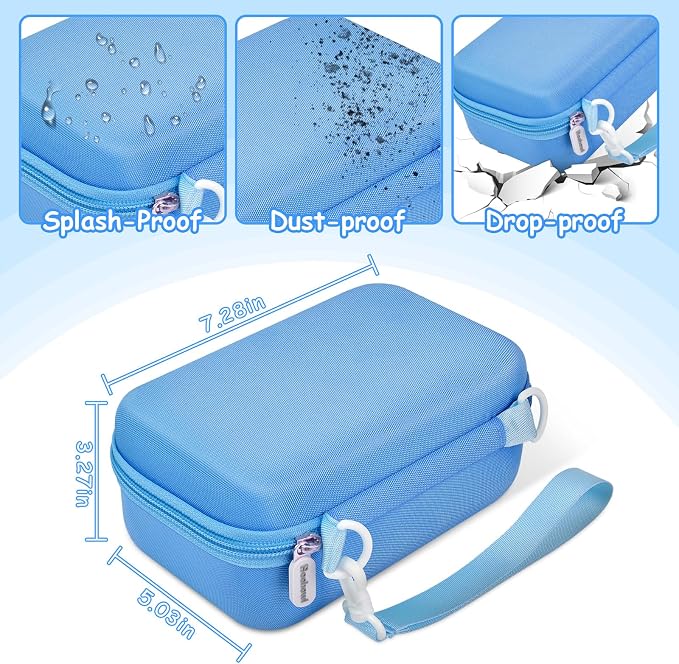Boobowl Kids Instant Print Camera Case for Dylanto, for Gofunly Cameras | 3 Included Paper Rolls, Adjustable Divider, Mesh Pocket and Shoulder Strap for Kid Travel, Photo Storage, Box Only - Blue - Image 4