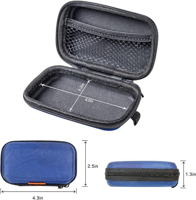 Blue Rectangle Small EVA Case, Lightweight Hard Shell Zipper Pouch | Mesh Inner Pocket, Universal Bag for Wired Bluetooth Headset, Charger, Durable Exterior, Portable - Image 5