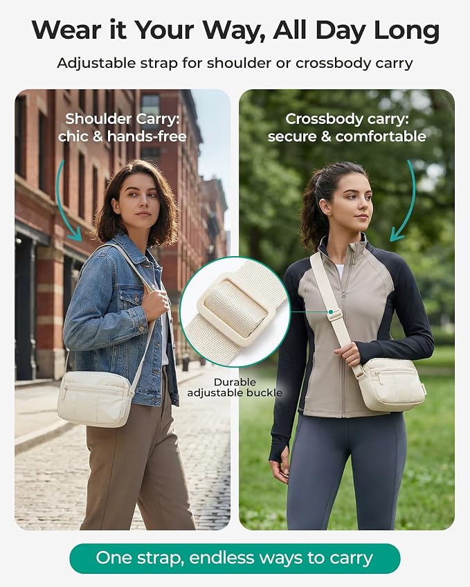 BAGSMART 2 in 1 Small Puffy Camera Sling Bag, Camel | Mirrorless Crossbody Photography Camera Case for Photographers, Camera Shoulder Bag - Image 8