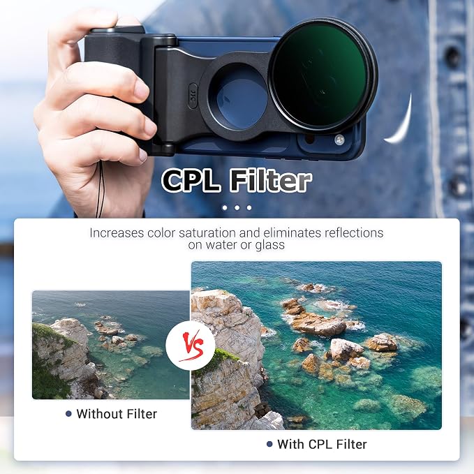 67mm CPL Filter Mount Kit for iPhone 17 Pro Max,with Magnetic Phone Camera Grip & EVA Storage Bag for iPhone 16 15 14 Pro Max Accessories,Circular Polarizer Lens Attachment Adapter Set for Photography - Image 4