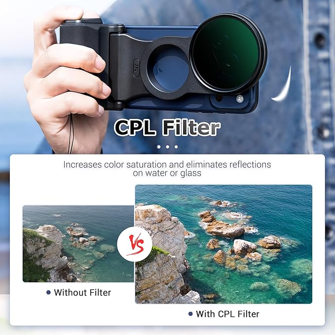 JJC 67mm CPL Polarizing Filter for iPhone with Magnetic Phone Camera Grip | Compatible with iPhone Air 17 16 15 14 Pro Max Series, Remote Control, 1/4" Tripod Screw, for Vlogging Video Recording - Image 3