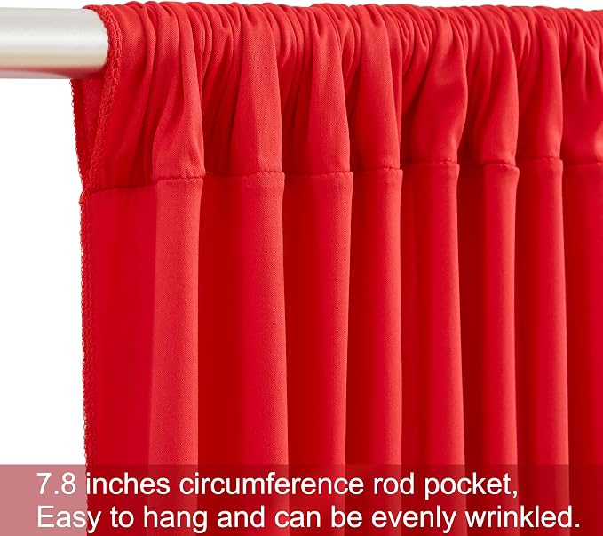 8 Panels Red Backdrop Curtains for Wedding Party Wrinkle Free Backdrops Curtain Drapes Fabric Decorations Photo Back Drop Cloth for Baby Shower Photography Stage Reception 40ft(W) x 12ft(H) - Image 6